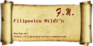 Filipovics Milán névjegykártya